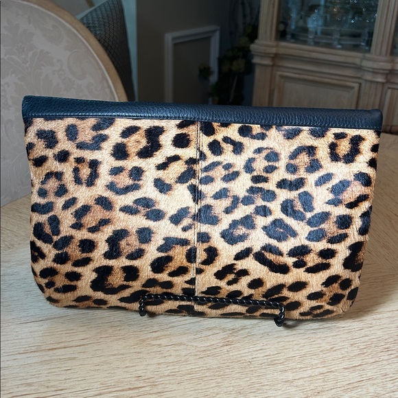 Talbots Leopard Calfskin Leather Folding Clutch - Picture 2 of 14